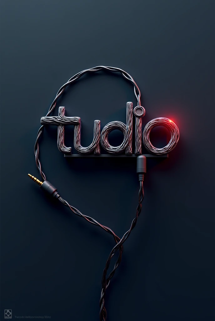 just with the wire of an inter-earphone draw the tiny word 'tudio' in realistic 3D with the wire around the whole word and the plug at the end I want a professional logo with 3 black blue and read
