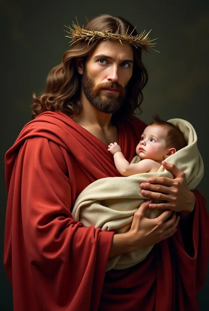 Look, I want an image of Saint Joseph with the baby Jesus. What will differentiate them from a normal person the areola on the head. So you have to have Saint Joseph, He was young he wasn't that old, A certain father's age and the baby Jesus was about eigh...