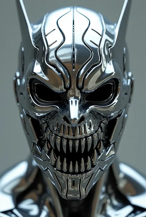 Brutal face mask made of Chromed metal, Masterpiece ,  in detail, 