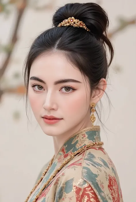 (masterpiece), Chinese brush painting, breathtaking ancient woman, (priest dress), (elegant full body pose), (frontal view), highlighted intricate details, vibrant ink strokes, harmonious color palette, showcasing grace and beauty, winning award quality, (...