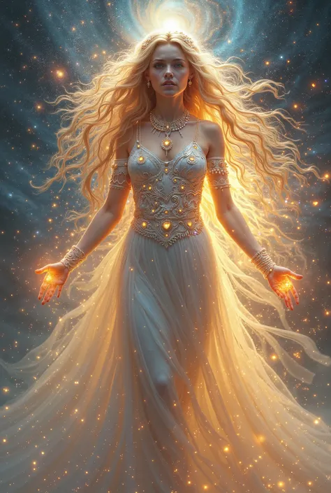 create a picture of  a goddess of glimmer and vitality 