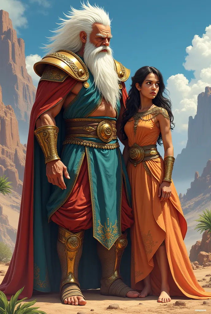 Raza Saiyan with brown skin royal elder with his daughter 