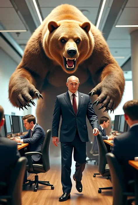 Putin and a bear hit DreamWorks office workers