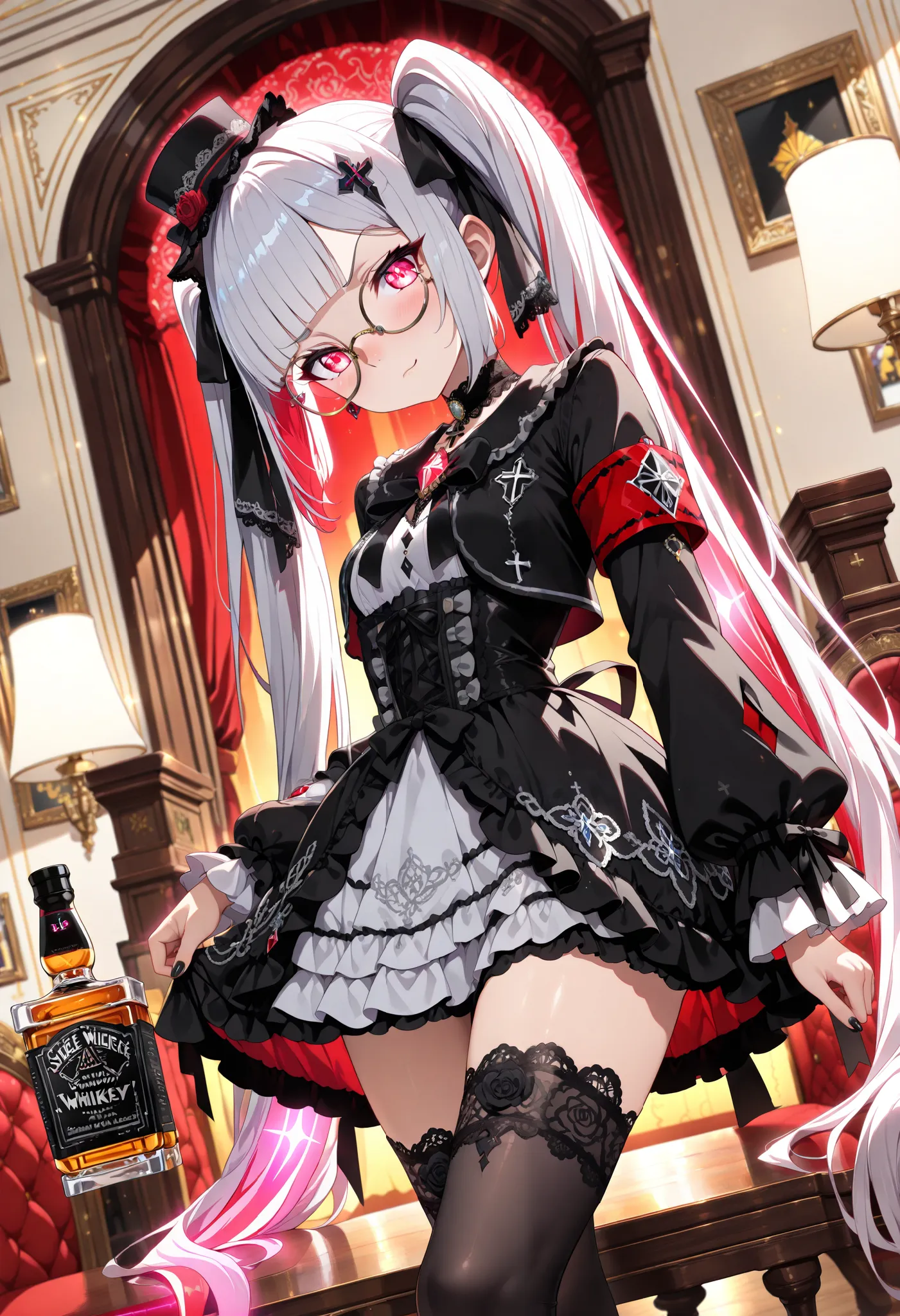 ((Exquisite Quality, masterpiece, best quality, ultra-detailed, vibrant colors, in 8K resolution, detailed illustration, rich contrast, best lighting, sharp focus, EyesHD:1.2)). (Anime-style gothic lolita character with silky light lavender hair styled, (i...