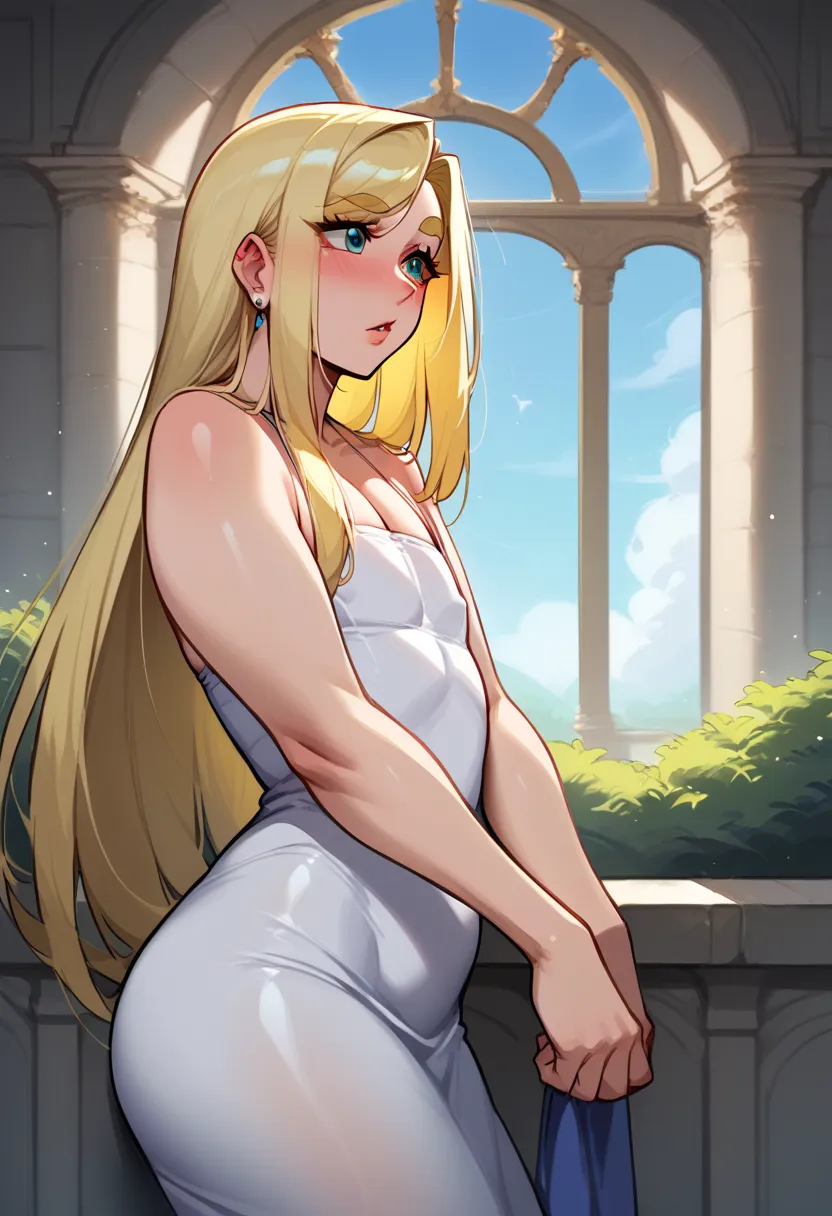 score_9, score_8_up, (candydoII boy with milfy slim body), puffy thicc man-chest:1.2, puffy thicc man-chest, solo sugar femboy w/ mature body, (anime mature femboy with pale-blonde smooth-straight long hair with swept bangs:1.2), (femboy golden bushy very ...