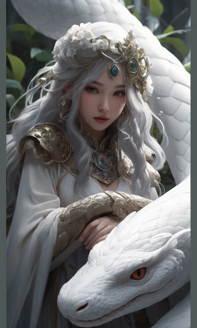 arafed  beautiful women in a white dress holding a white snake, 2. 5 d cgi fantasy artwork, intricate ornate cgi style, detailed digital  art, artwork in the style of guweiz, beautiful digital artwork, guweiz, 4k fantasy art, digital fantasy art ), fantasy...