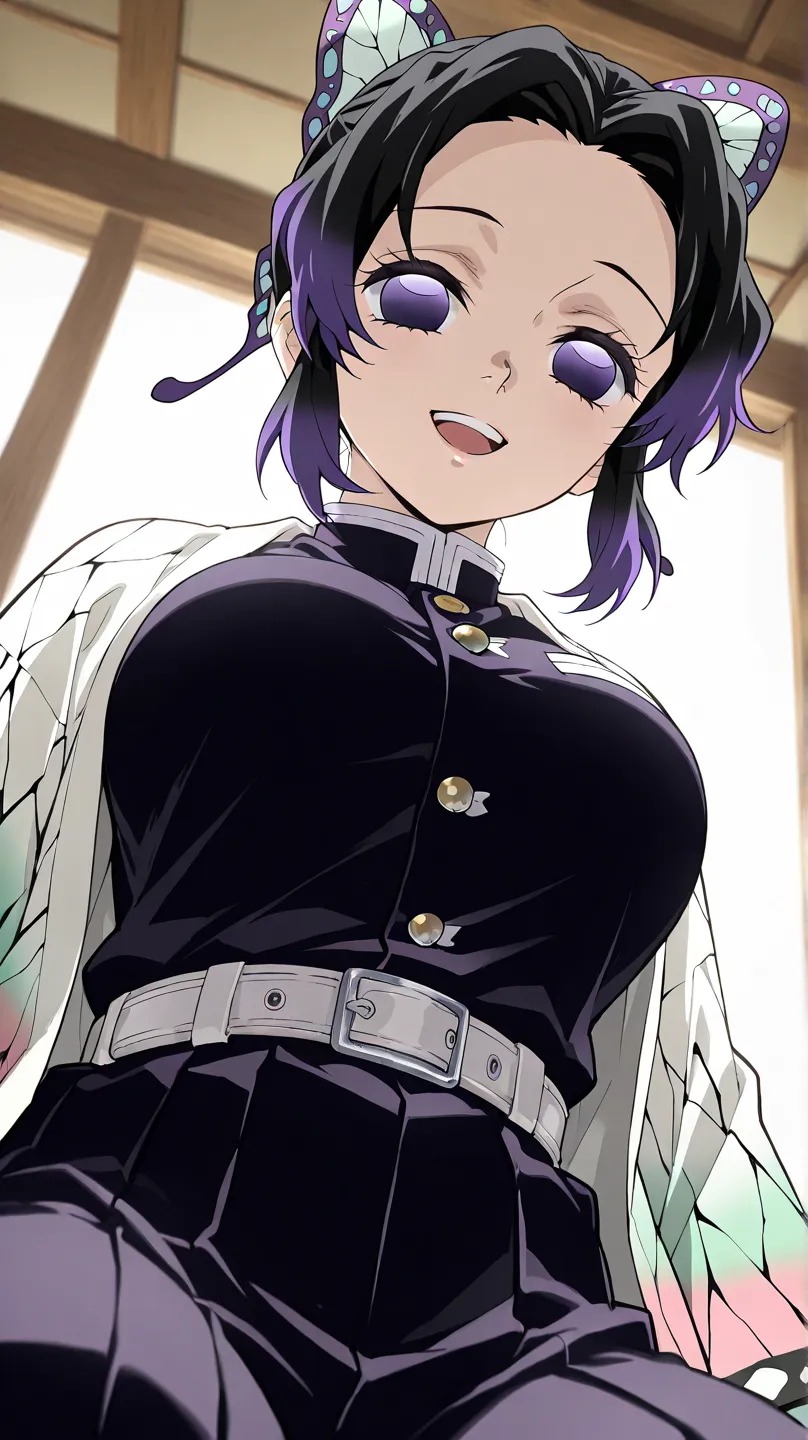 shinobu kochou,kimetsu no yaiba,demon slayer
High quality ,  best quality , masterpiece,  High Resolution , detailed face( LoRA: shinobu),anatomically correct, detailed hair Style( LoRA: shinobu),anime Coloring
solo, 1 girl
black hair, butterfly, butterfly...