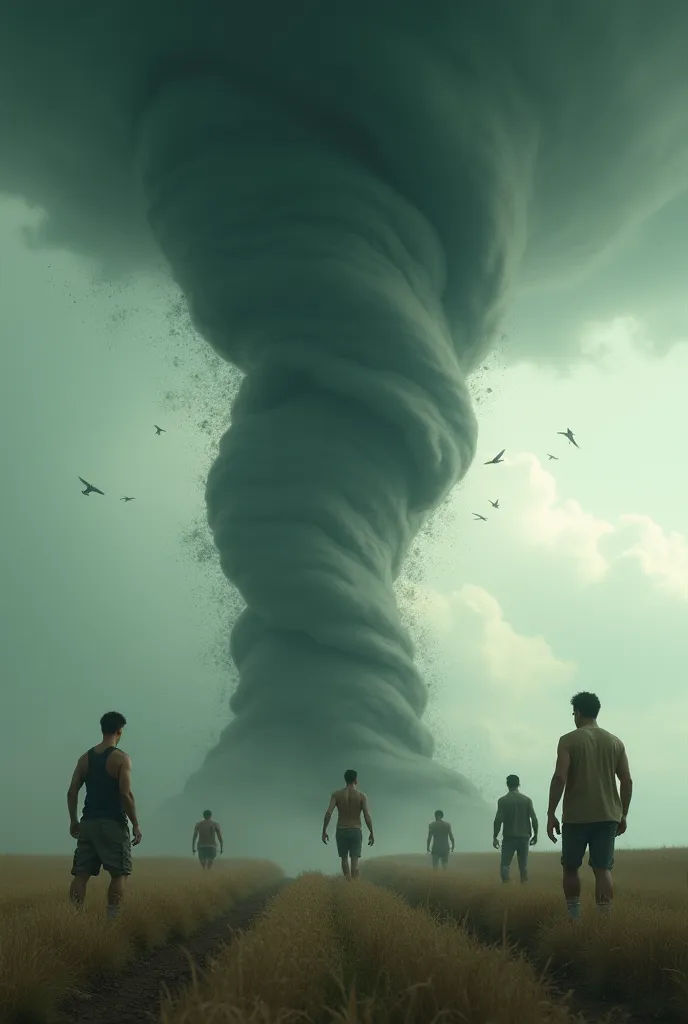 Giant people fall into the Tornado 
