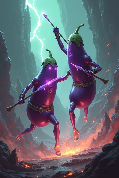 A battle between 3 eggplants