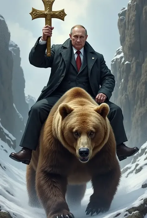 Vladimir Putin's bear on his back