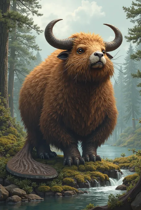 Beaver with bison legs and horns