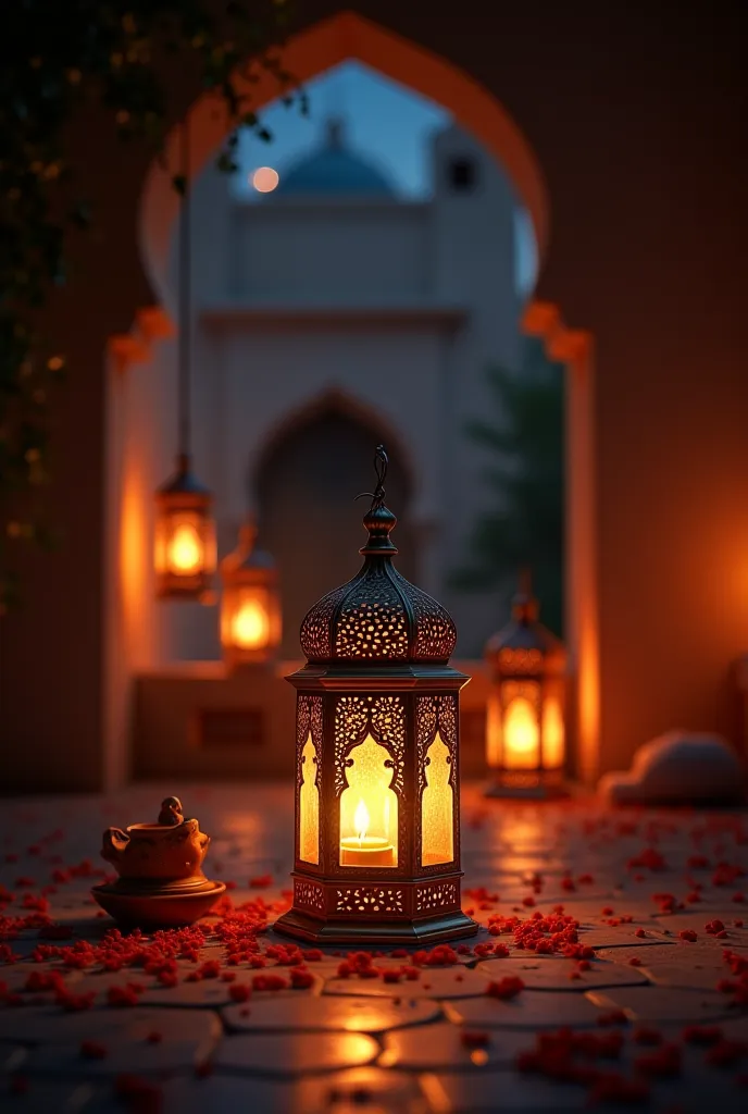 Ramadan night with lantern and no people 