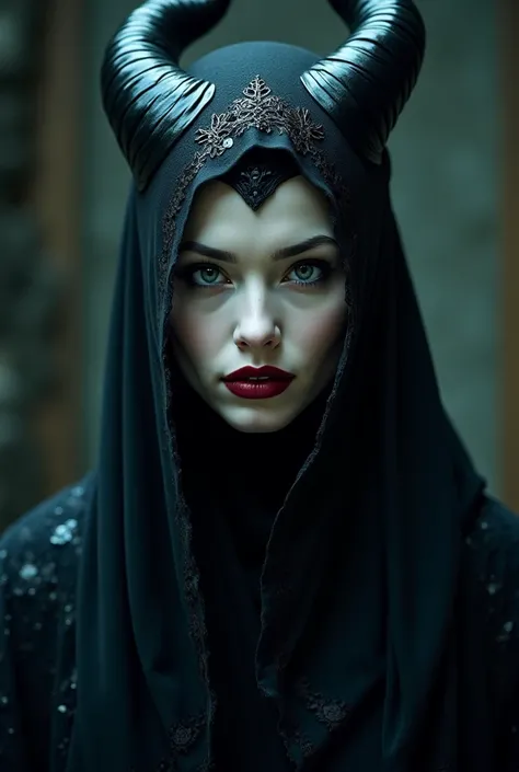 A image of maleficient with a extremly tigh hijab 