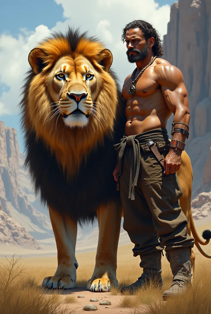 Create a lion and a man