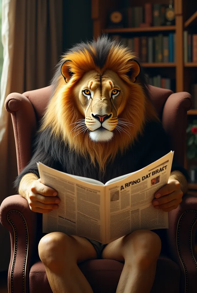 Imagine this lion reading the newspaper 