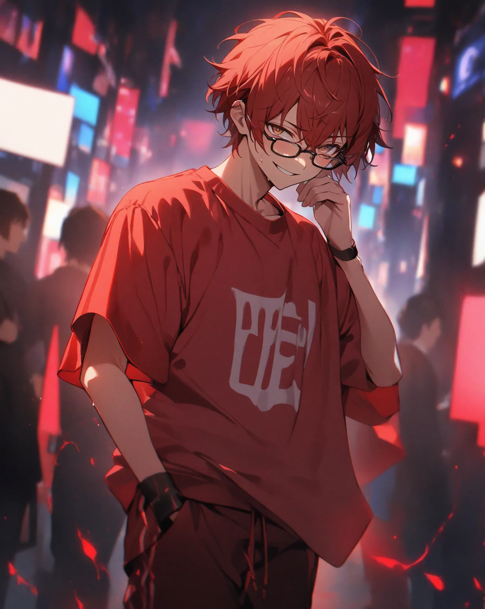 1Man Good looking short red hair brown eyes take off his glasses Good shape tall student shirt sweatpants school background high definition, depth of field, best quality, quality
A lot of sick people have red aura lights, red aura lights come out of their ...