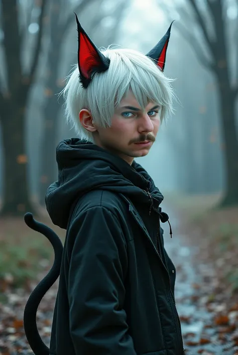 (tmasterpiece, Best quality)
1 boy, Dante Demon 5, malefocus, Animal ears, Alone, actual, Cat ears, long cat tail jacket, shut up, White hair