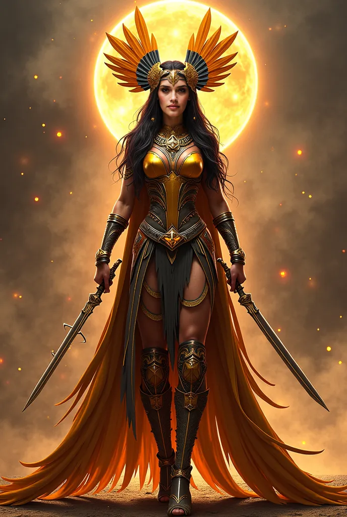 "Design a powerful and mystical superheroine named Milvana, inspired by the chimango bird and the connection between the cosmos, nature, and the ancestral heritage of Argentina. She is a woman from indigenous roots who has received cosmic powers through a ...