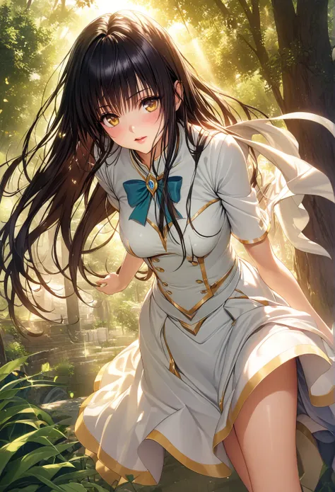  Top Quality,   (Kotegawa Yui)   ,long hair black hair, long bangs,schools,uniform,white pants, Panchira