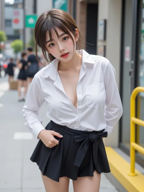 Highest quality, RAW photo, Ultra HD, 18-year-old Korean, beauty, big breasts:1.5, breast crack:1.5, healthy skin tone, fair and smooth skin , beautiful eyes in various colors, thin lips, beautiful eyes with fine details, light pink blush, long eyelashes, ...