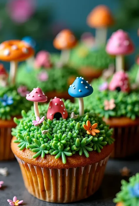 
Moss-Covered Cupcakes**
   - Cupcakes with green "moss" frosting (crushed graham crackers dyed green) and tiny edible toadstools or butterflies on top, with a surprise pink or blue filling inside.