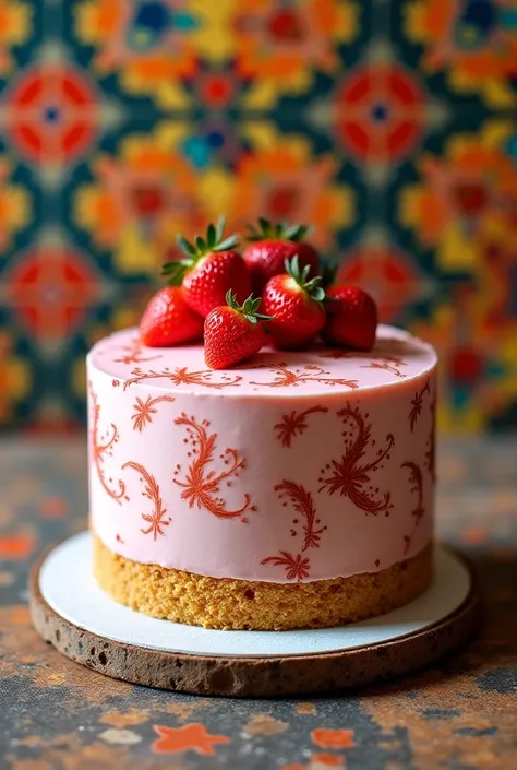 I want an image of a strawberry cake that says Portuguese a day