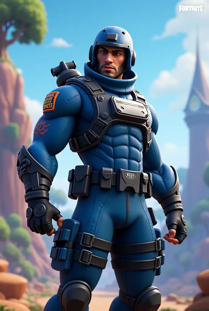 Make a male skin in Fortnite with blue army clothing