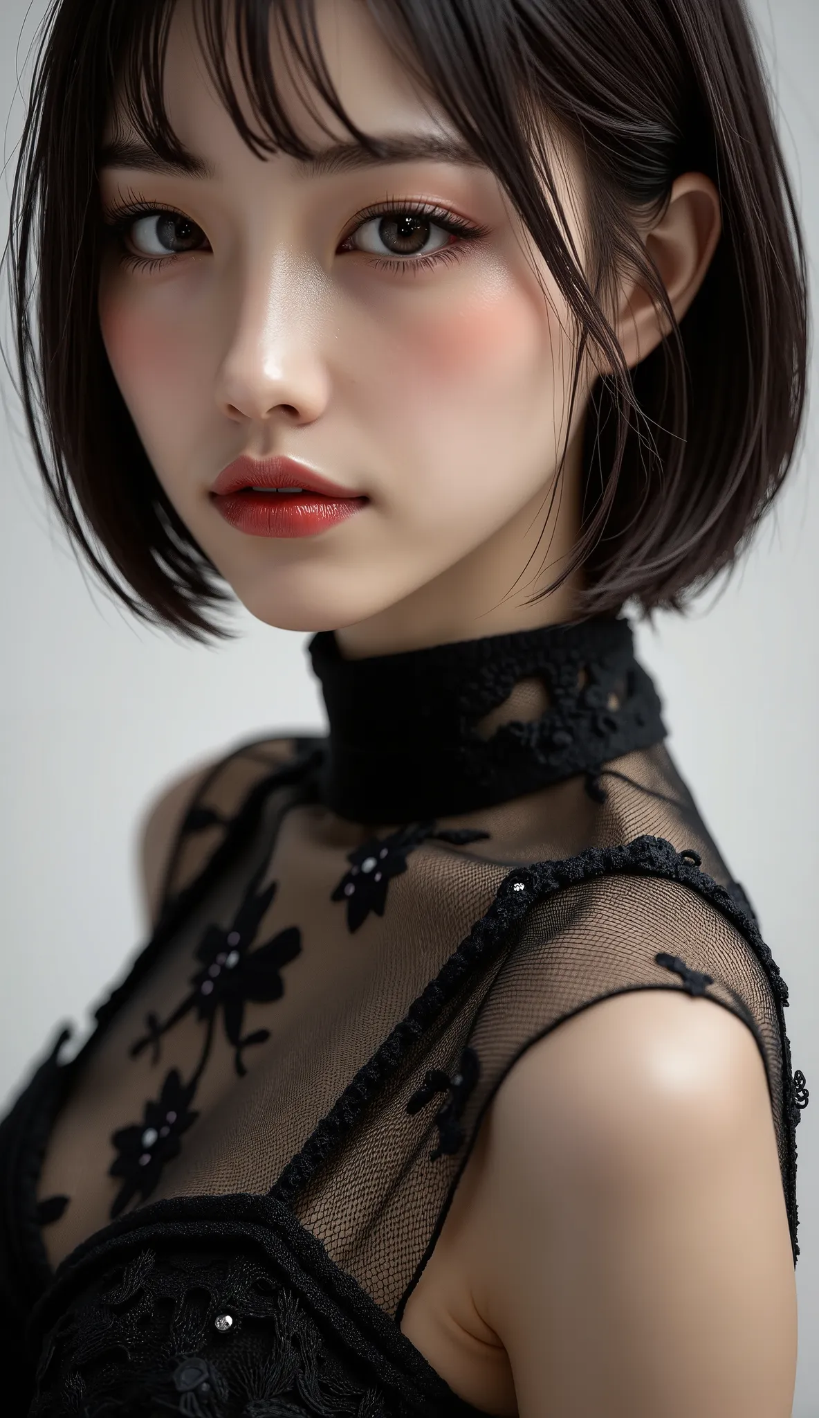  [Style: - "8k, masterpiece, realistic, Photorealistic, realism"] (Key Directive: - "The priority is the anatomical accuracy and texture of the materials" - "Ultra-sharp human eyes with biological accuracy") {Character: "Asian woman (sleek silhouette)" | "...