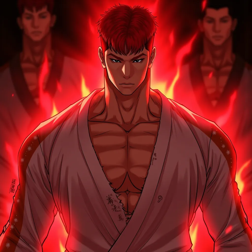 1Man, a man with a father's appearance, red hair, brown eyes, red light aura, durable shape, moderate muscles, large height, torn karate shirt, martial arts background, high definition, depth of field, best quality, quality
A lot of people sleeping in pain...