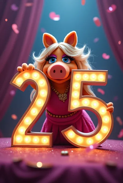 A number 25 with a Miss Piggy coming out from behind 