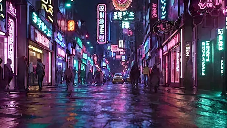 (best quality,4k,8k,high resolution,artwork:1.2),ultra-detailed,(realistic,photorealistic,photo-realistic:1.37),cyberpunk setting,neon lights,futuristic technology,spiritual temples,imposing skyscrapers, 3D rendering,dystopian cityscape,glitch effects,Hove...