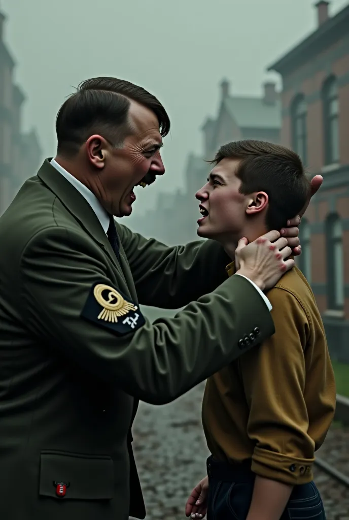 Hitler hitting a realistic LGBTI boy