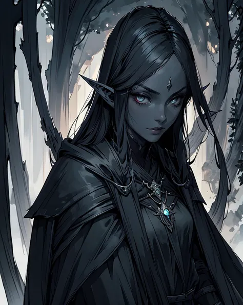 a close up of a woman holding a mask in her hand, a character portrait by Kieran Yanner ,  trending on Deviantart , fantastic art, lolth, Black Elf maiden, Black Elf, beautiful Black Elf countess, Black Elf princess, , tom bagshaw e sabbas apterus, portrai...