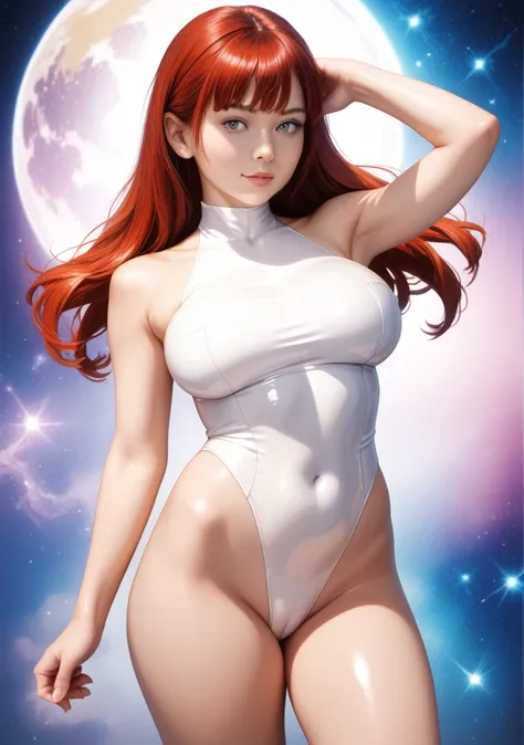 one girl,( sleeveless leotard,Shiny White Leotard,Red Round Belly Button Leotard),,,,,,big breasts