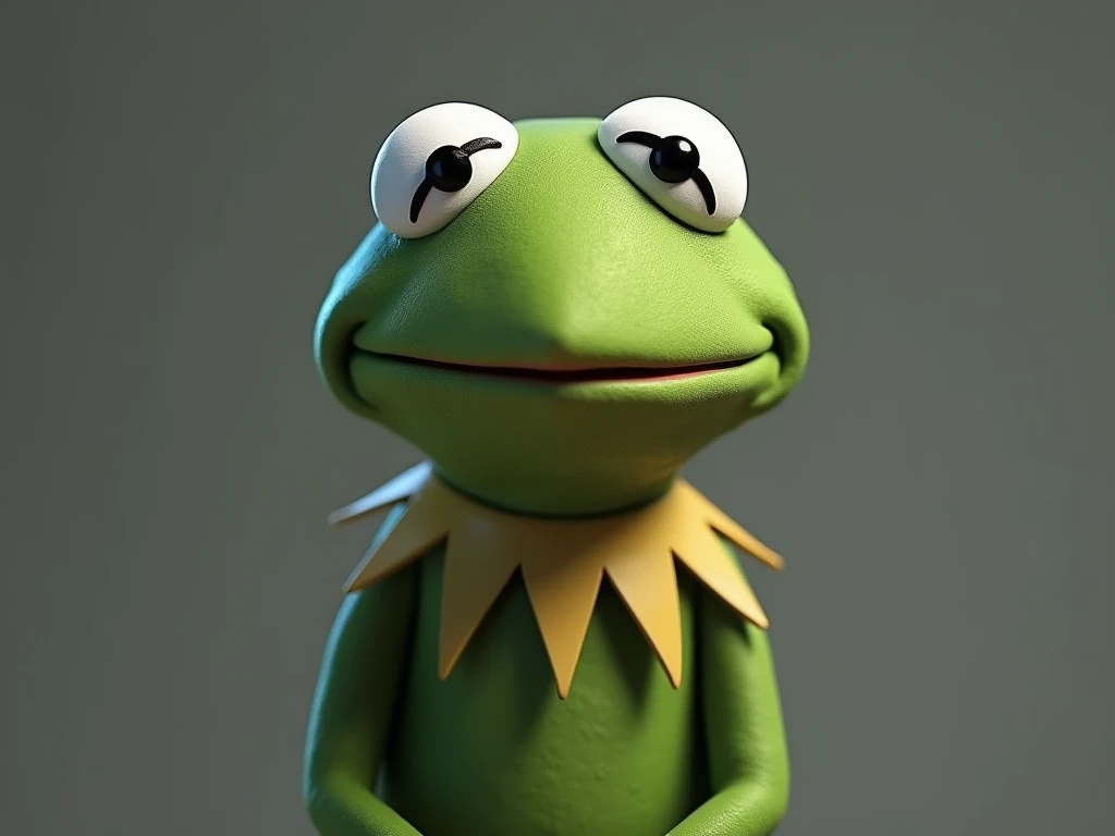 Kermit the frog , 4K, standing, with a sad face