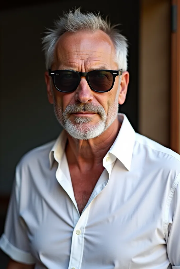 there is a man wearing sunglasses and a white shirt, a picture by Chris Rallis, reddit, renaissance, photo of a 50-year-old white man, michael kutsche, greg rutwoski, tomasz strzalkowski, greg kutkowski, greg rutkovski, christian macnevin, photo of a man, ...