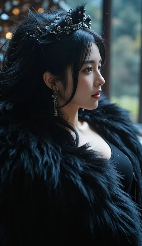 8k real :close up face :flow side :beatiful japanese sophisticated actress :The celestial chamber is no longer a room, but a living sea of fur, endless and ever-shifting. At its center, what was once a goddess has become indistinguishable from the divine t...