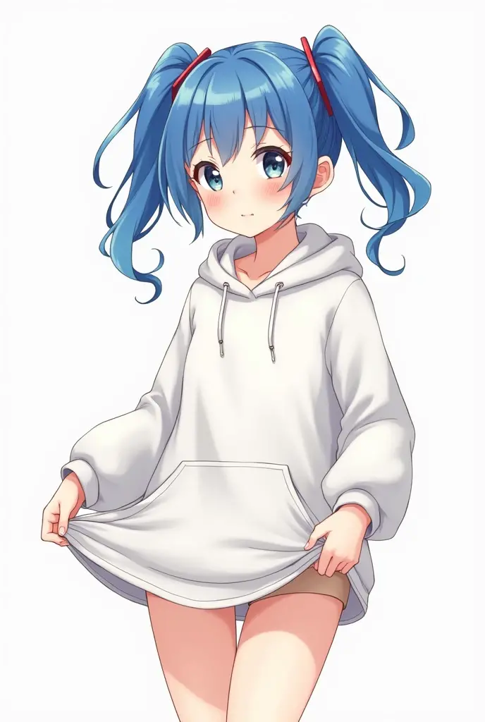 Change to white shorts and brighter blue hair and a more chibi style