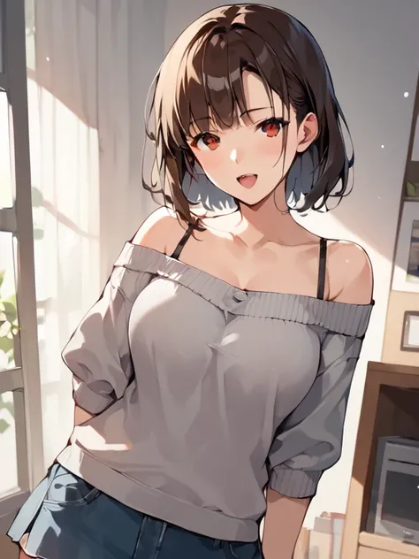  score_9,   score_8_  up,   score_7_  up,   score_６,   score_5_  up,   score_4_  up， source_anime BREAK ，nsfw，uncorrected，Kazama Ritsuko , ((best quality)), ((masterpiece)), ( exhaustive), 1 girl, Off Shoulder Sweaters, 