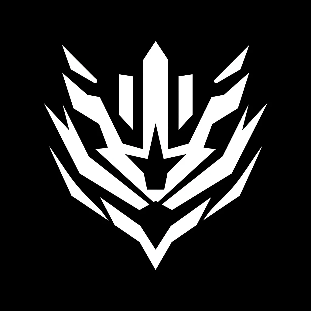 minimalistic, "mirrored faction sigil sci-fi symbol with arrows" abstract geometric cyberpunk organization symbol, minimalistic, perfect design, futuristic, minimalist, vector art, black and white, sharp, vector art, iconic, icon art, game icon art, game i...