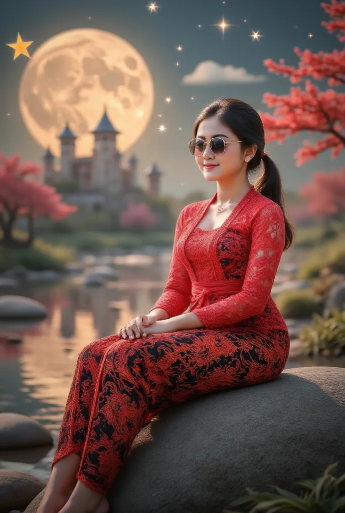 wearing red kebaya, (RAW photo, best quality), (realistic, photo-realistic:1.4), masterpiece, an extremely delicate and beautiful, extremely detailed, 2k wallpaper, Amazing, finely detail, extremely detailed CG unity 8k wallpaper, ultra-detailed, high reso...