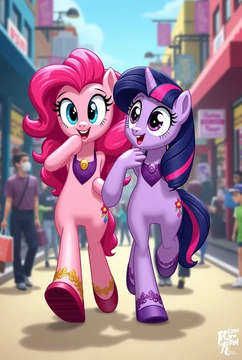 pinkie pie and Twilight sparkle ((equestria girls design)) going to shopping.Equestria girls art