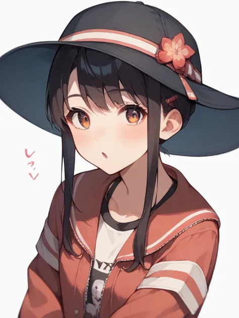   score_9,  score_8_up,  score_7_up, woman, (((anime))),   source_anime, nsfw，   No posts，  very young girl， Low， body type，「Wear a hat with cute hawk」  written on it .   in the middle of the size    .