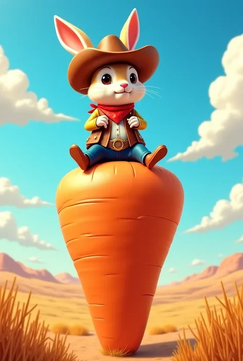 Cowboy rabbit riding a carrot