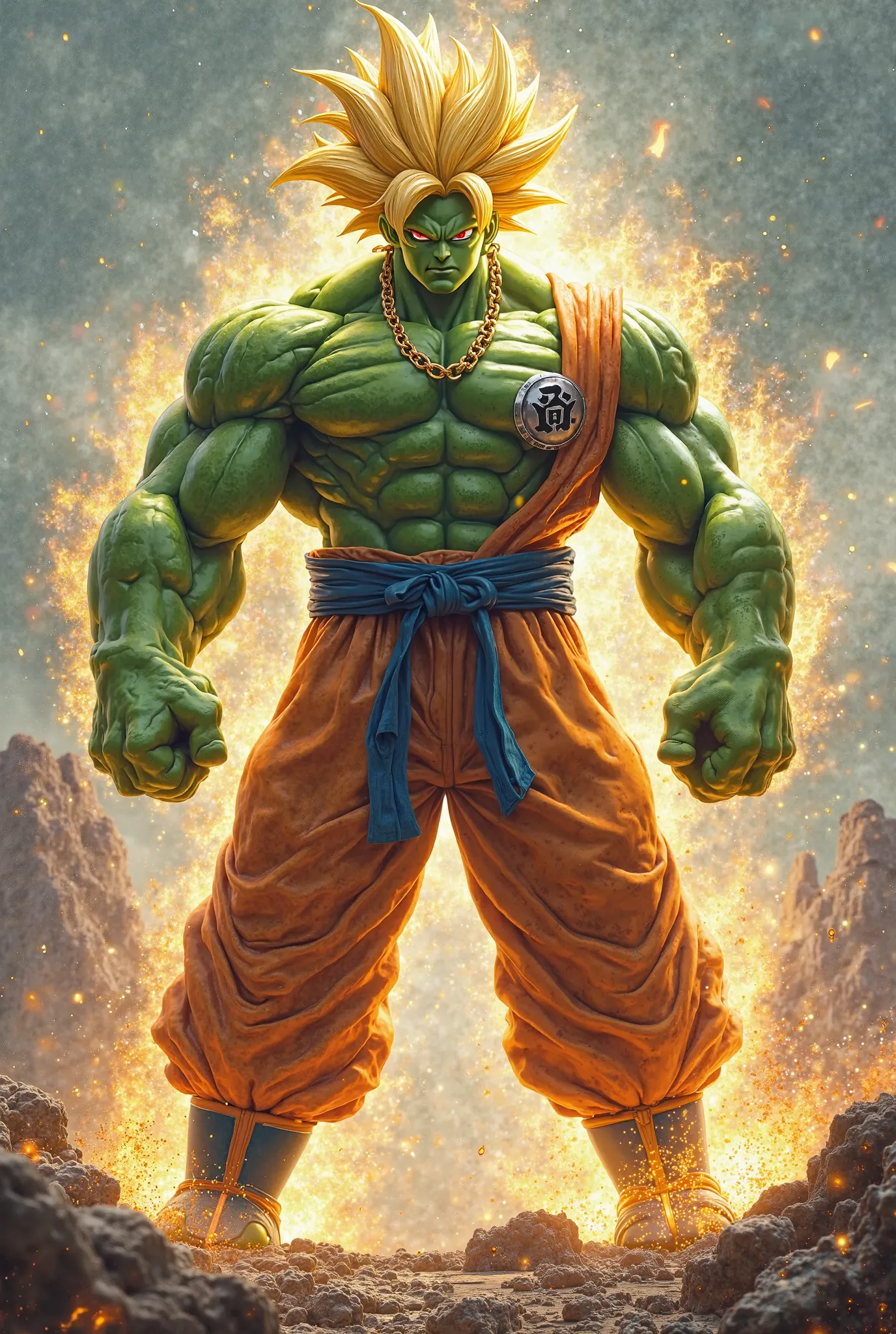 an image of the Hulk merged with Goku