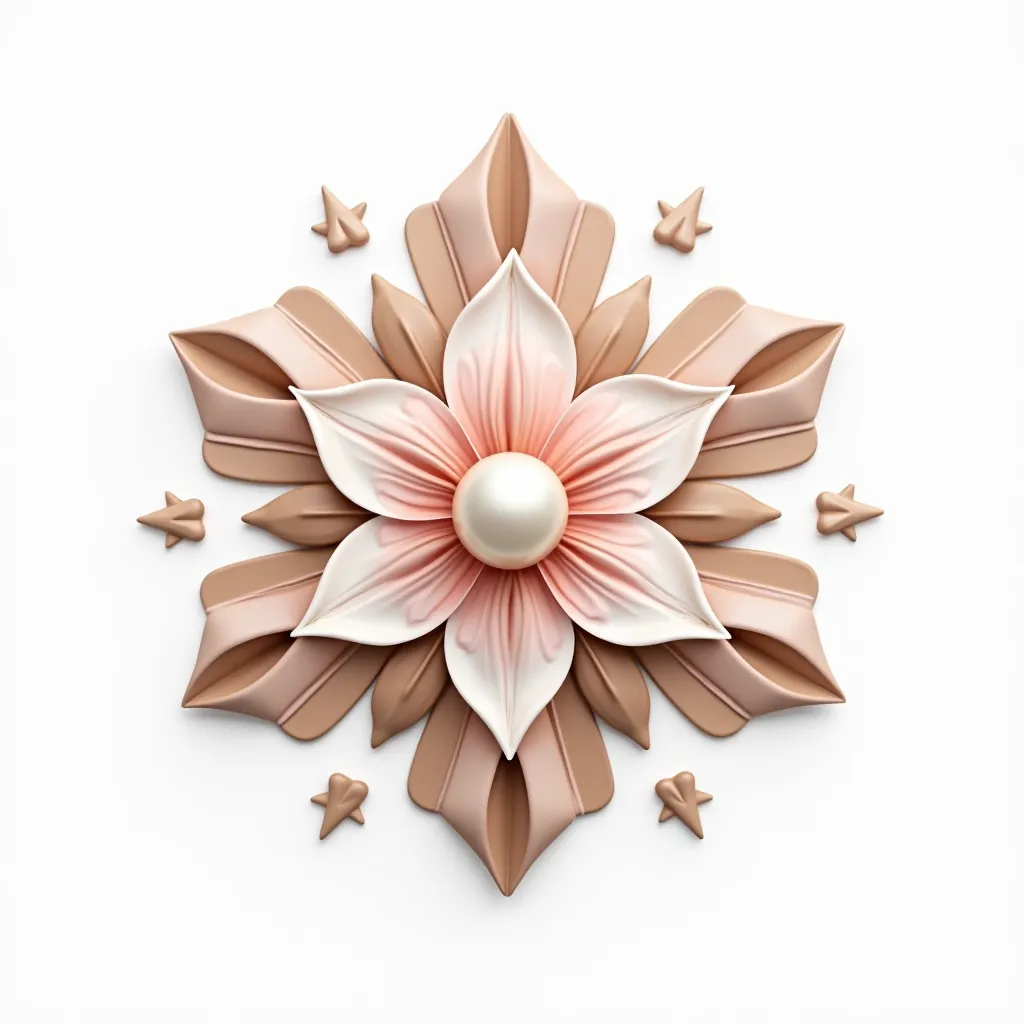 Logo 3D pour un cabinet d'hypnose, white background, shades of brown ,  light pink and taupe, filaments graphiques et abstraits, Haute définition, ornements pearls and stars en parfaite harmonie avec l'ensemble de l'image