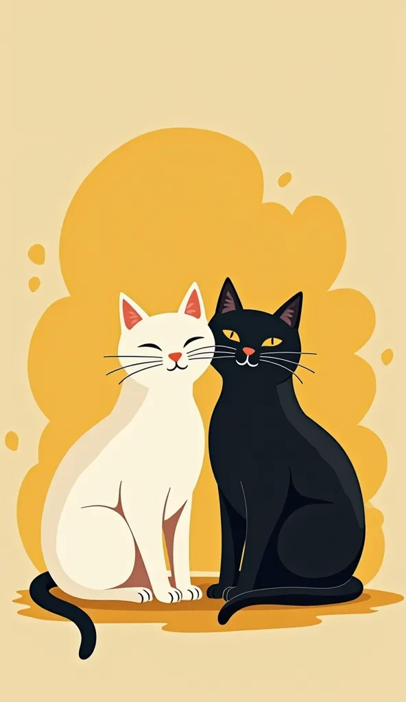 A 4K resolution, professionally designed flat vector art image, optimized for use as a phone wallpaper, featuring a prominent flat design two loving cats as the element, set against a cold-colored background that evokes a sense of serenity, with clean line...