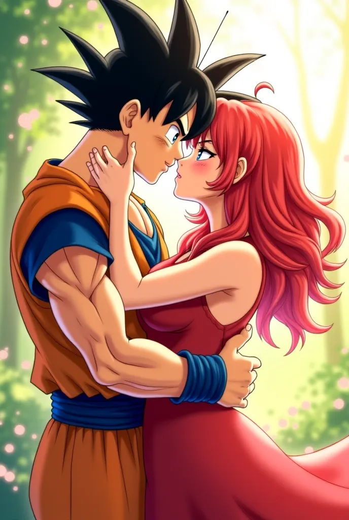 Goku kissing with Rías 