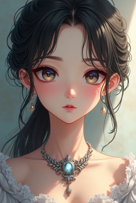 do the same thing, but more animeish style and zoom in from the face to the necklace plz