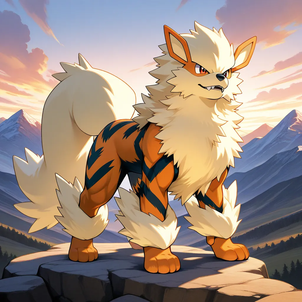 masterpiece, best quality, Make a Pokémon inspired by the Arcanine 